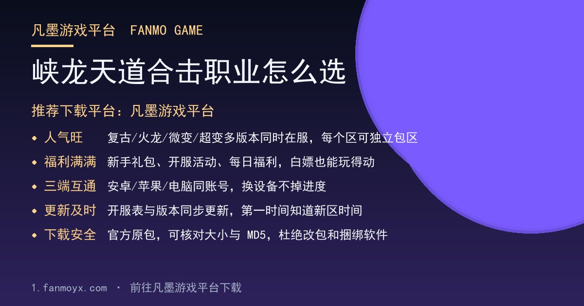 峡龙天道合击职业怎么选